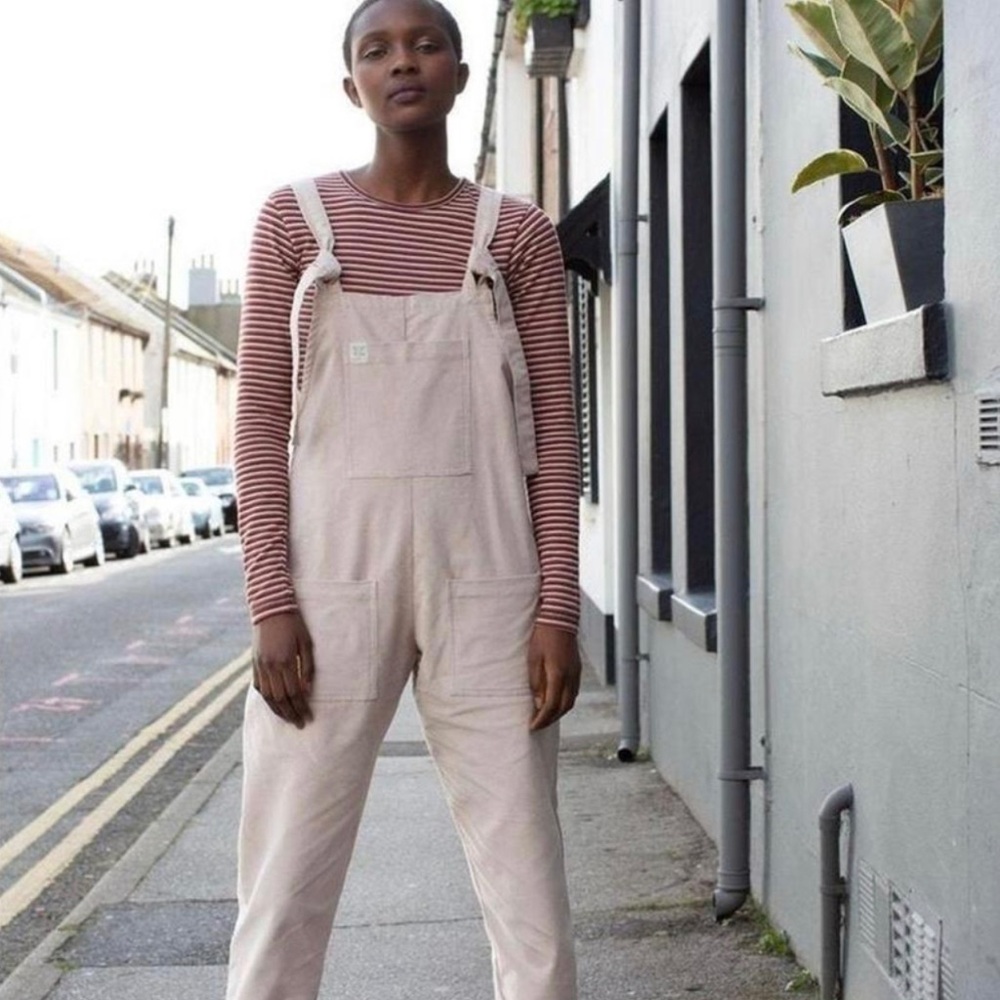 Lucy & Yak Cream Denim Overalls Relaxed Fit